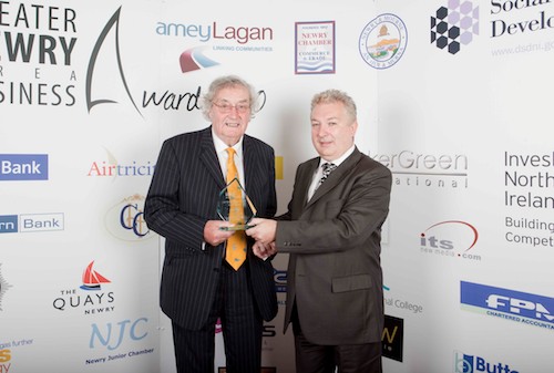 Lifetime Achievement Award for Services to the Retail Industry presented to Mr Louis Boyd by Award Sponsor Mr Tom Kelly, Stakeholder Communications